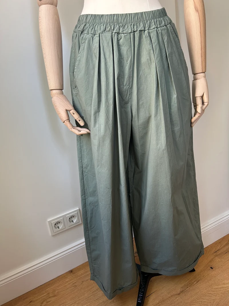 Leichte Culotte Palazzo-Hose - khaki