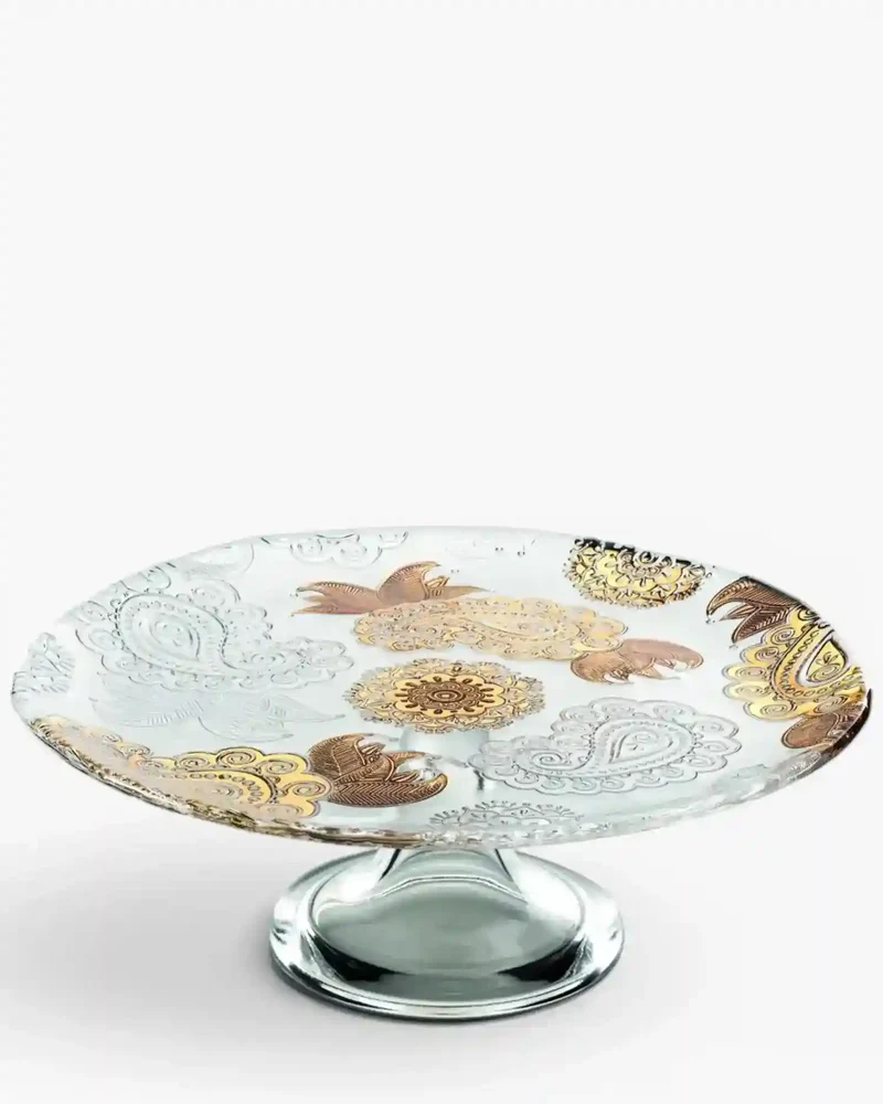 Ivv Pashmina glass cake stand with gold decoration