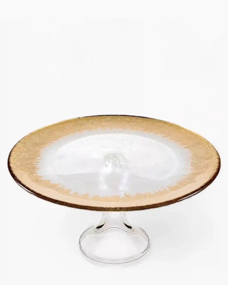 Ivv Orizzonte glass cake stand with gold decoration