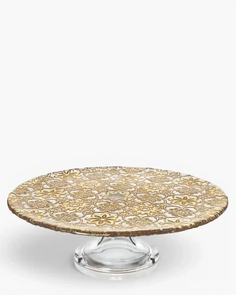 Ivv Arabesque glass cake stand with gold leaf decoration
