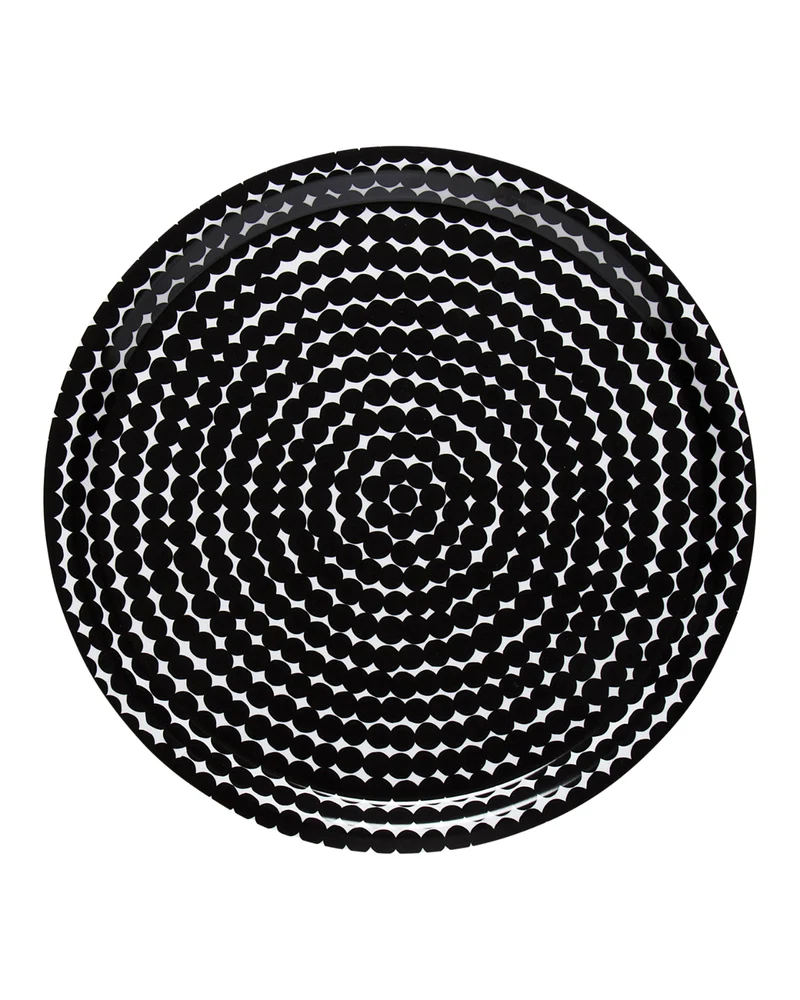 Tablett Räsymatto - Schwarz / Weiß (Ø 31 cm)