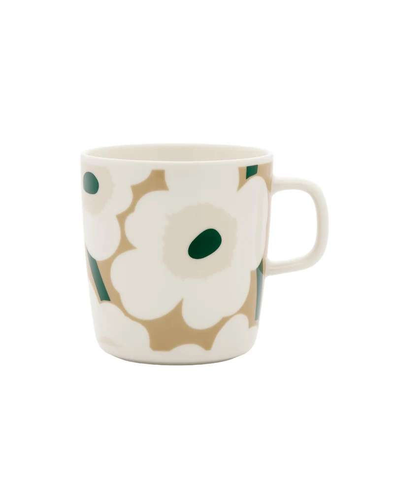 Große Tasse UNIKKO - Dunkelgrün / Beige (400 ml)