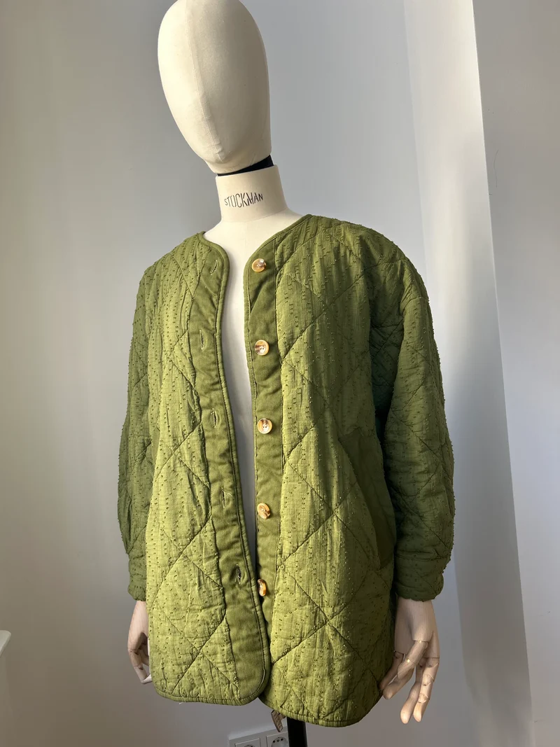 Gesteppte Jacke mit Struktur - grün