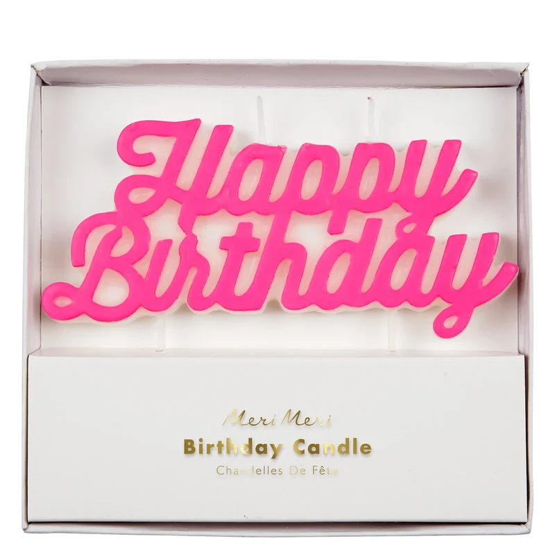 Kerze Happy Birthday - pink