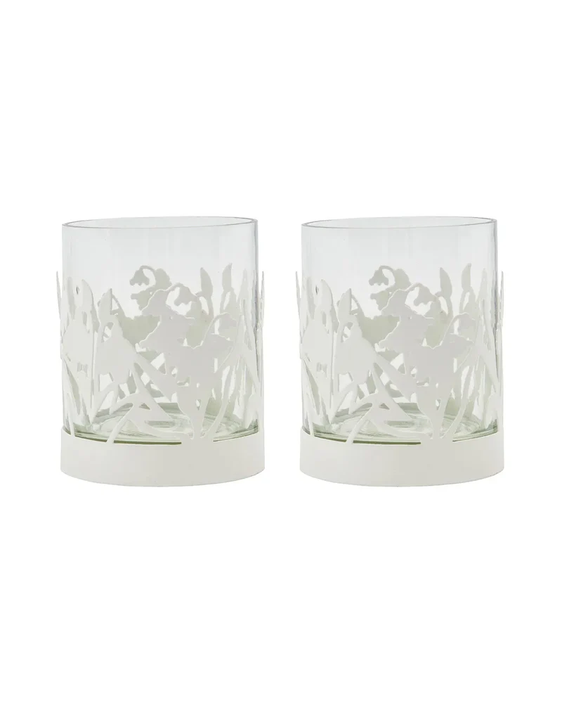 Teelichthalter Lily aus Eisen 2er-Set – Weiß