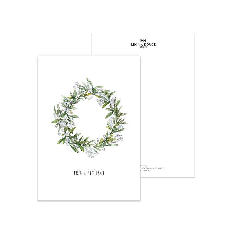 Postkarte - Weihnachtskranz