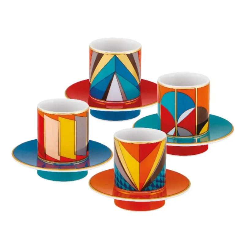 Vista Alegre Futurismo set 4 coffee cups & saucers