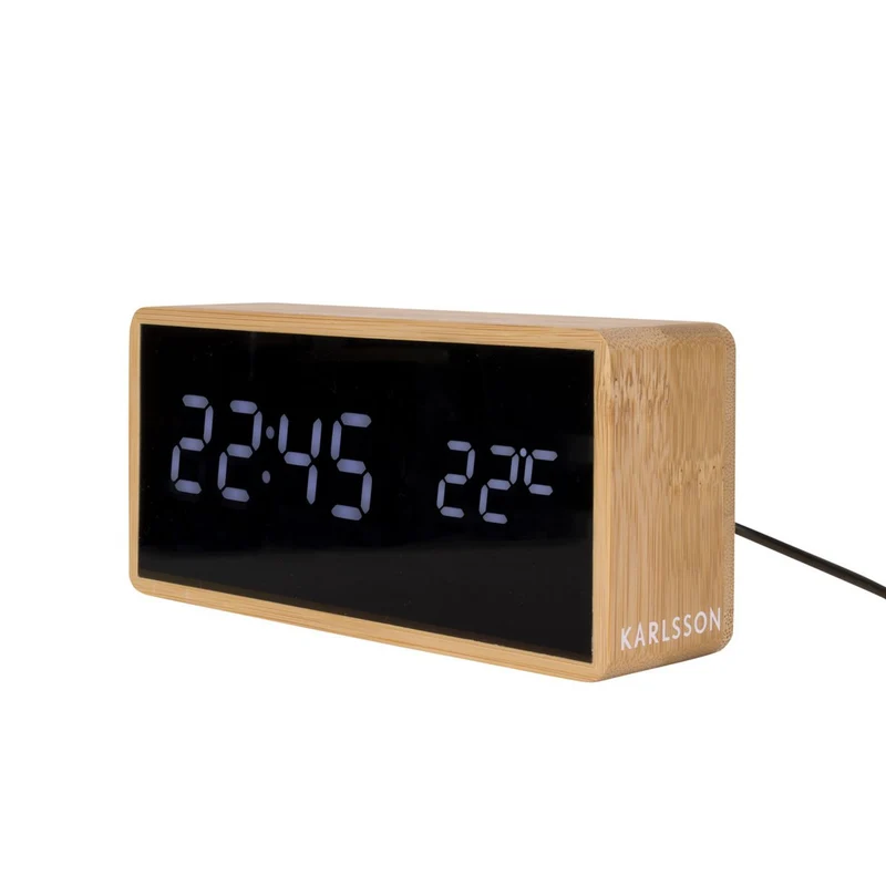 Digitaler LED-Wecker Tube aus Bambus