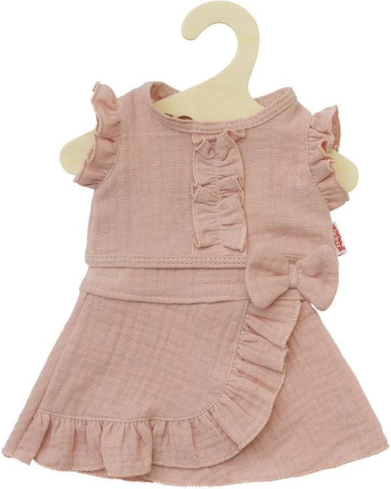 Musselin-Puppen-Wickelrock mit Rüschen-Top aus 100 % Bio-Baumwolle, rosé, 2-teilig, Gr. 35-45 cm