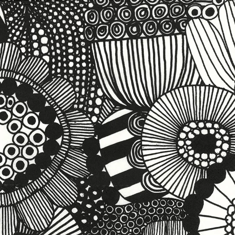 Marimekko Cocktailservietten - SIIRTOLAPUUTARHA - white black