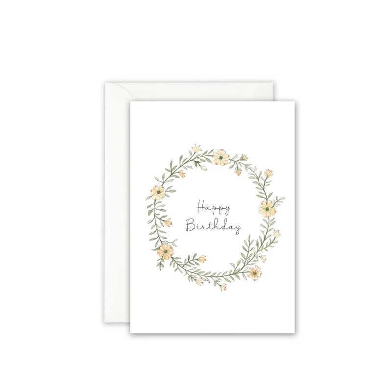 Postkarte - Happy Birthday | Geburtstagskranz