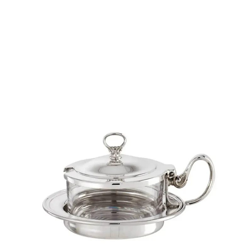 Sambonet Contour grated cheese pot with crystal silverplated