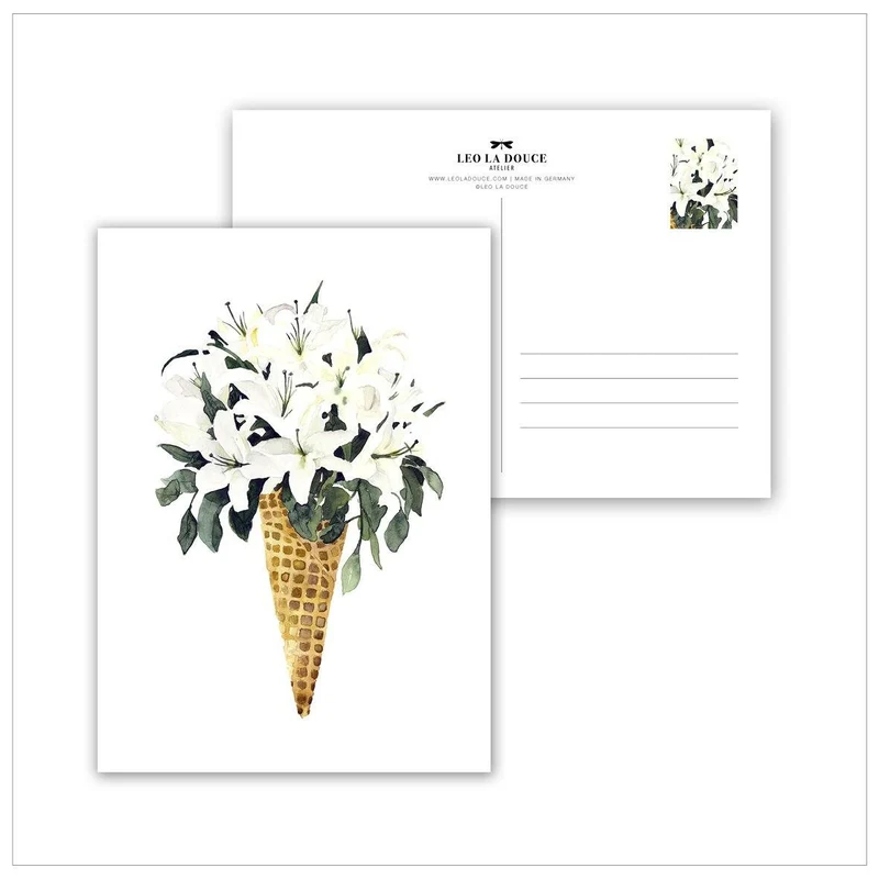 Postkarte - Flower Cone weiß