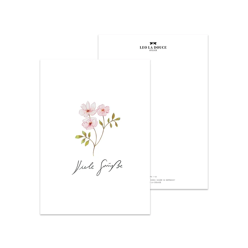 Postkarte - Viele Grüße (Rose)