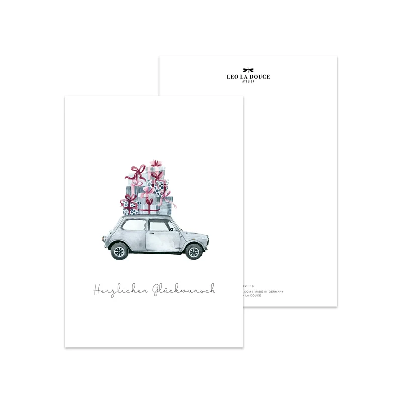 Postkarte - Geschenkeauto