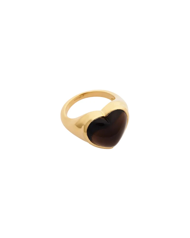 Ring La La Love Big Heart mit Rauchquarz - gold