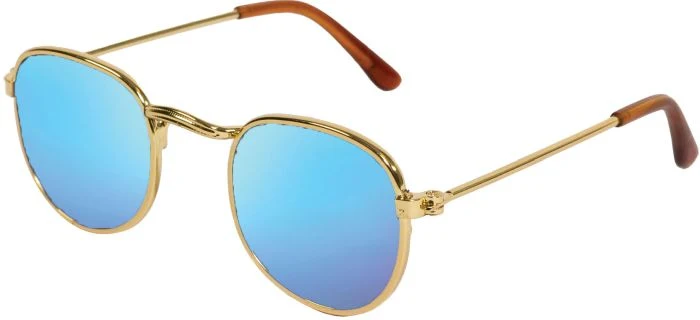 Puppen-Sonnenbrille, gold, blau verspiegelt