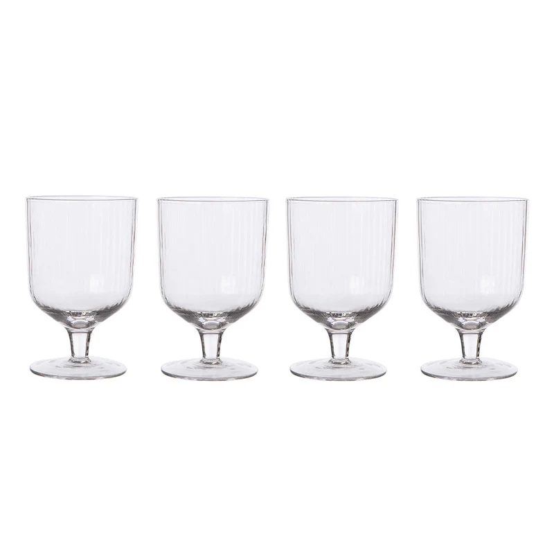 Trinkglas mit Fuß geriffelt - 4er Set