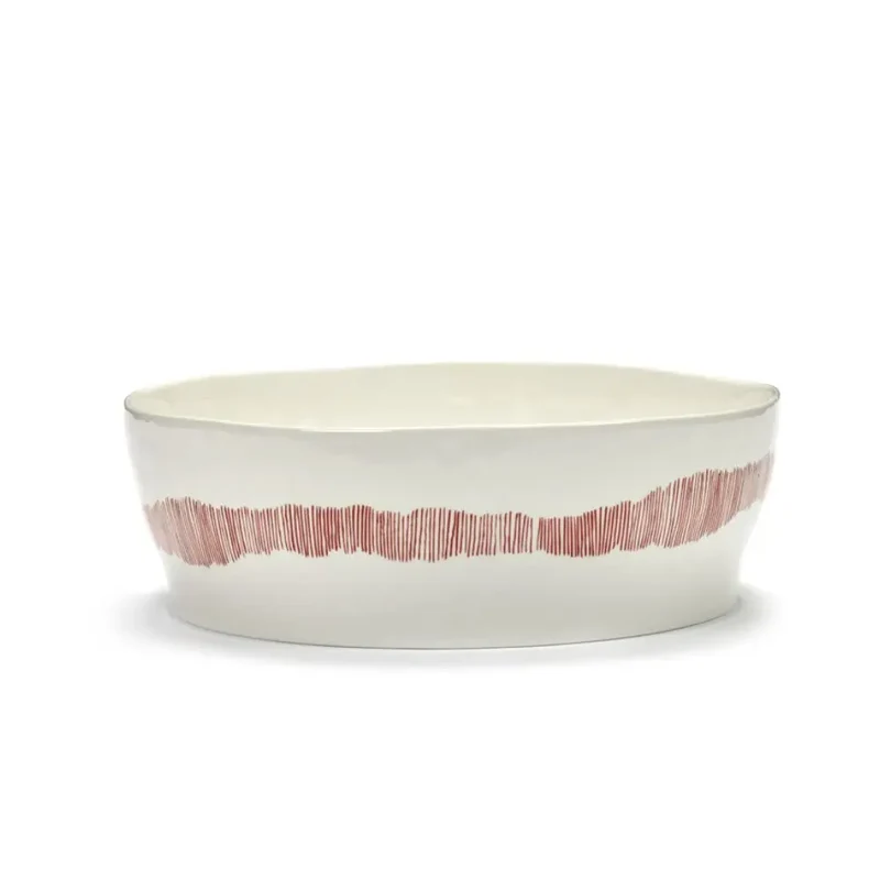 Serax Feast bowl white swirl - stripes red diam. 28.5 cm. - 11.22 in.