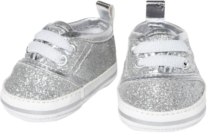 Puppen-Glitzer-Sneakers, silber, Gr. 38-45 cm