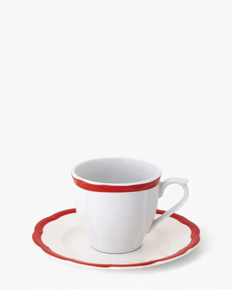 Bitossi Petalo coffee cup with saucer with scalloped rim
