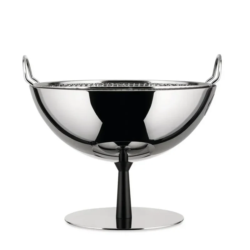 Alessi AC04 B fruit bowl/colander in steel with base in anthracite