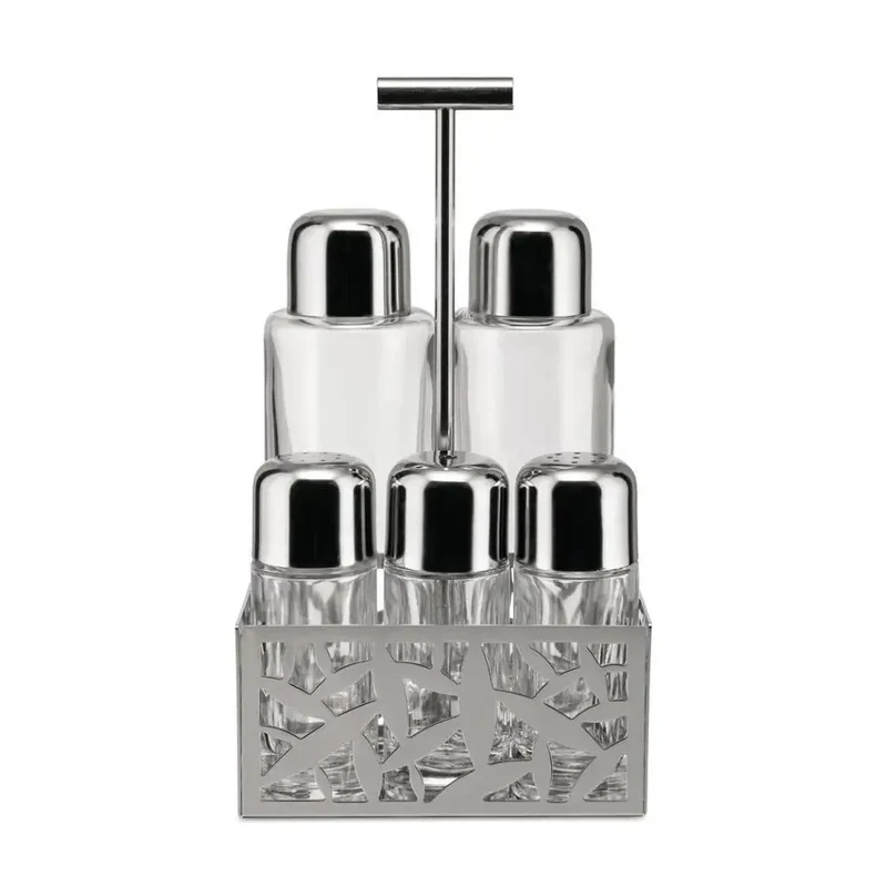Alessi MSA16 Cactus! condiments set in steel and glass