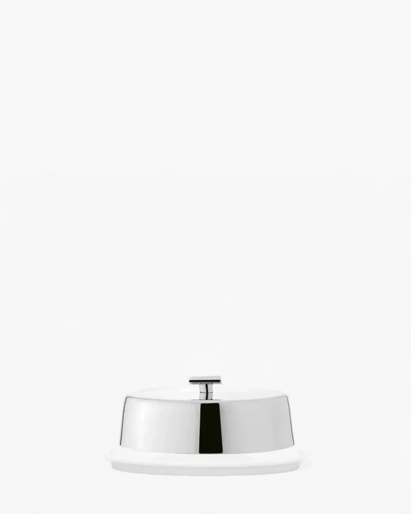 Broggi Zeta butter dish polished steel