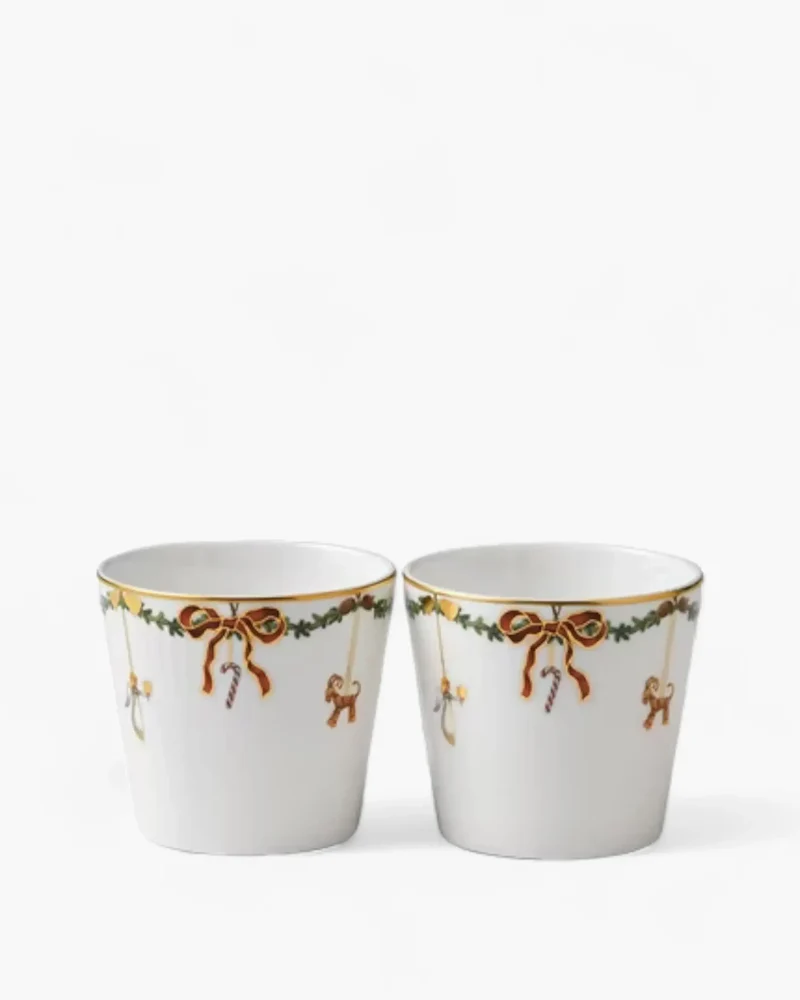 Royal Copenhagen Star Fluted Christmas set 2 serving cups 30 cl - 10.15 oz