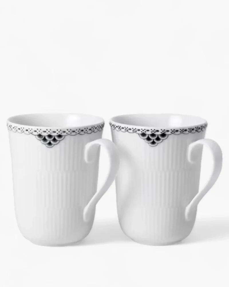 Royal Copenhagen Black Lace set 2 cups 33 cl - 11.16 oz