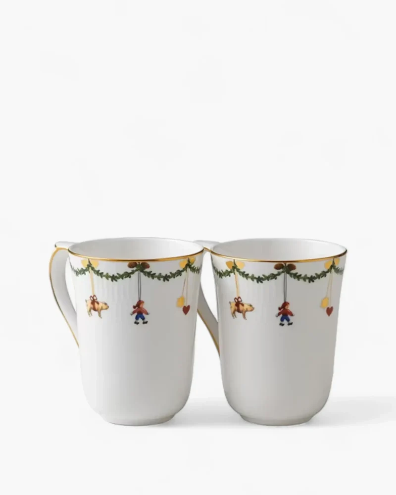 Royal Copenhagen Star Fluted Christmas set 2 mugs 33 cl - 11.16 oz
