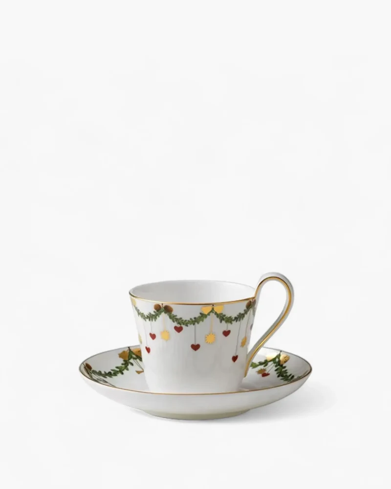 Royal Copenhagen Star Fluted Christmas high handle cup and saucer 24 cl - 8.12 oz