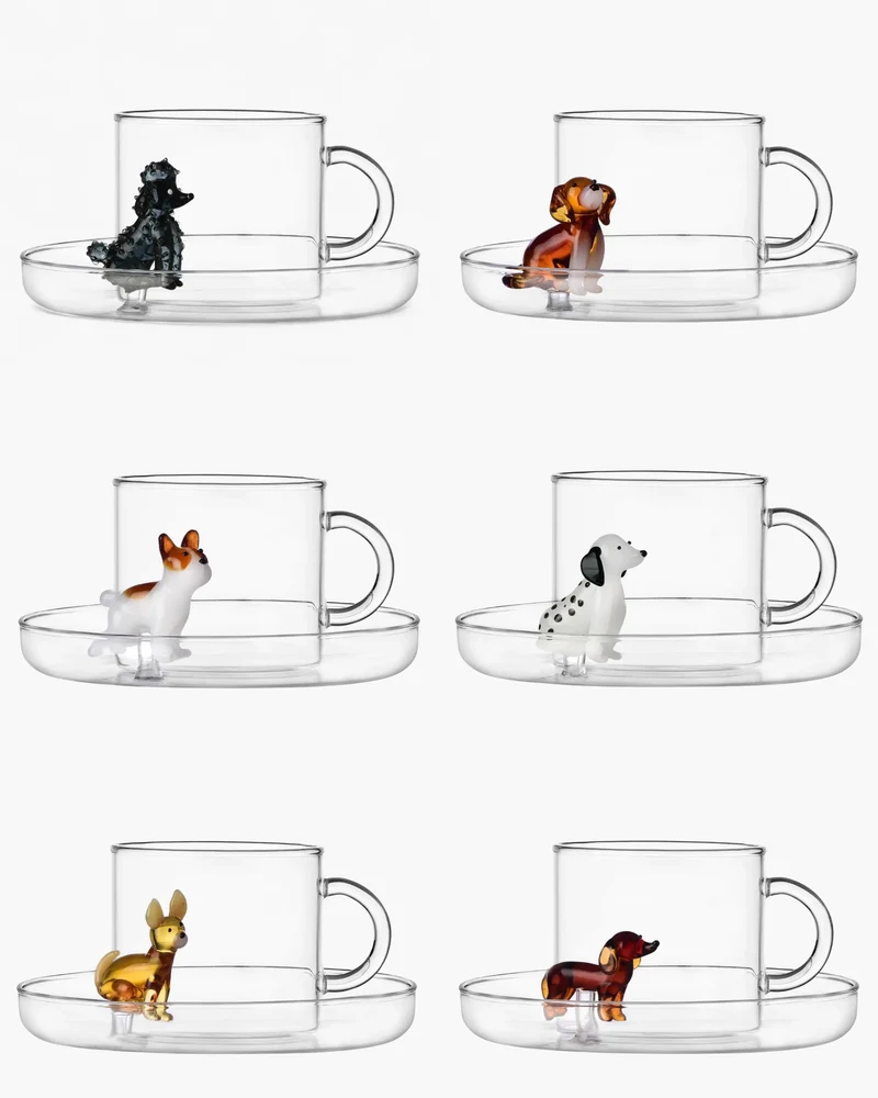 Ichendorf Dogs set 6 tea cups with saucer mix