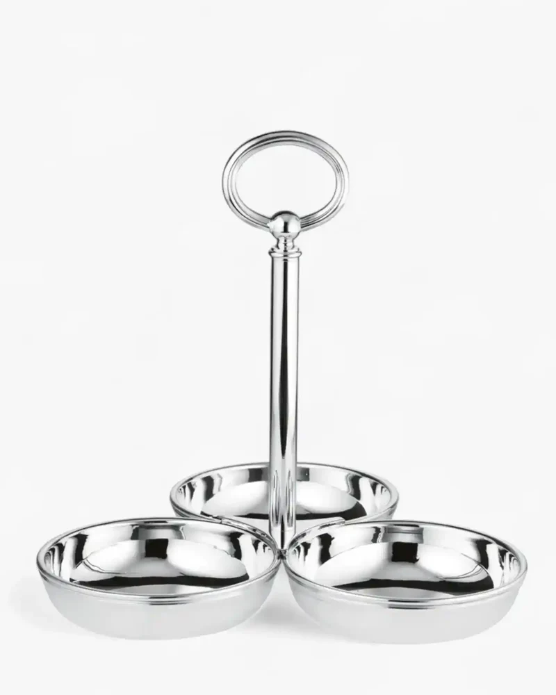 Ercuis Rencontre snack server 3 small cups silver plated
