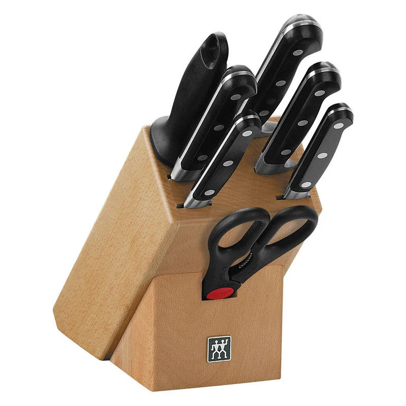 Zwilling Professional "S" Knives Natural Wood Block Set of 8 pieces