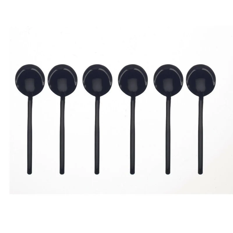 Mepra Due set 6 moka spoons black gold