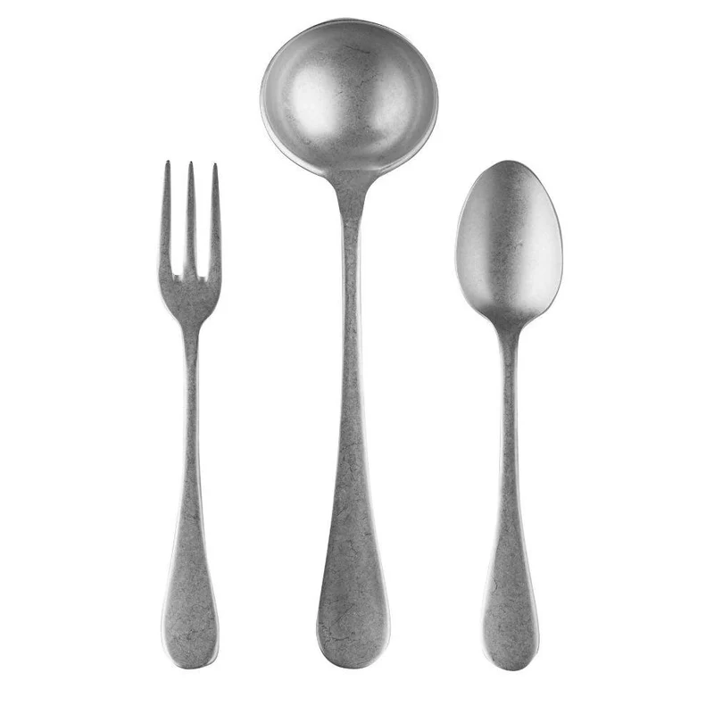 Mepra Michelangelo Vintage 3-piece serving set pewter