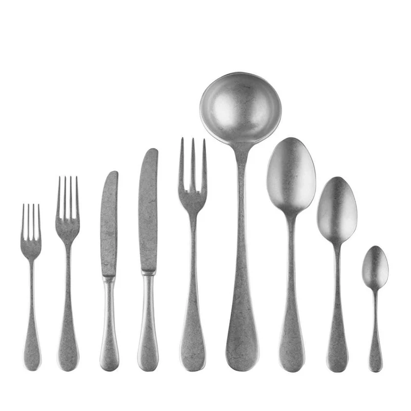 Mepra Michelangelo Vintage 75-piece flatware set pewter
