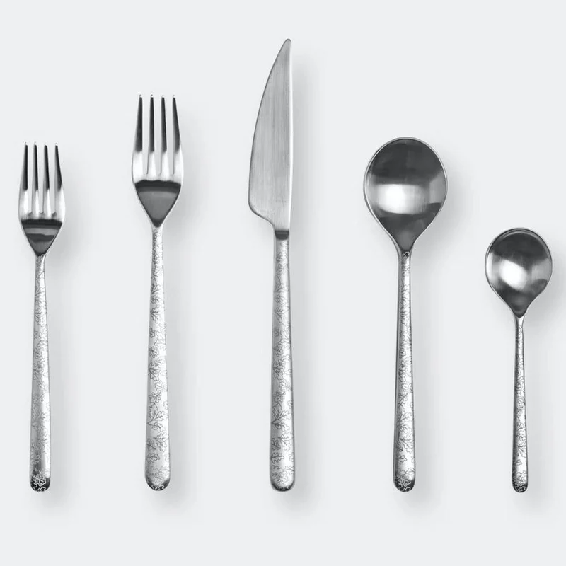 Mepra Linea Leaves 5-piece flatware set stainless steel