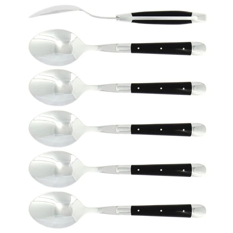 Forge de Laguiole Tradition set 6 soup spoons with ebony handle
