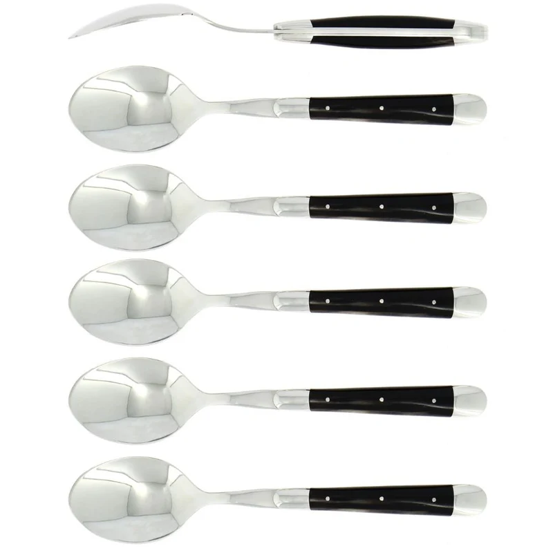 Forge de Laguiole Tradition set 6 soup spoons with horn handle