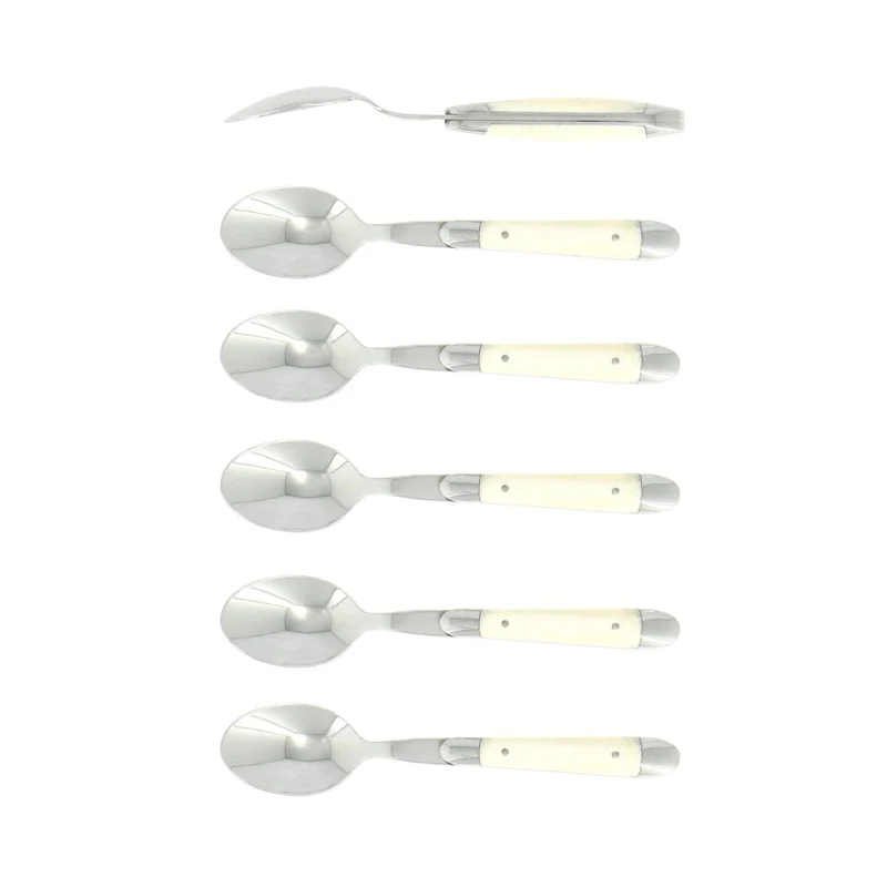 Forge de Laguiole Tradition set 6 coffee spoons with bone handle