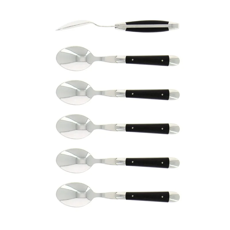 Forge de Laguiole Tradition set 6 coffee spoons with ebony handle