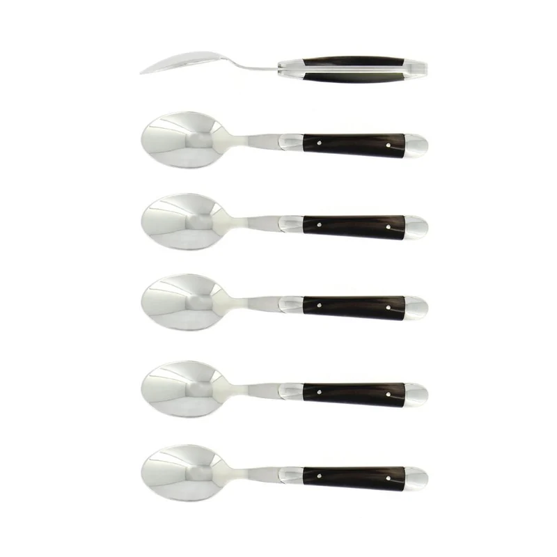 Forge de Laguiole Tradition set 6 coffee spoons with horn handle