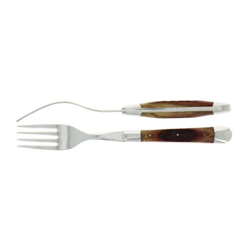 Forge de Laguiole Tradition table forks set with barrel oak handle
