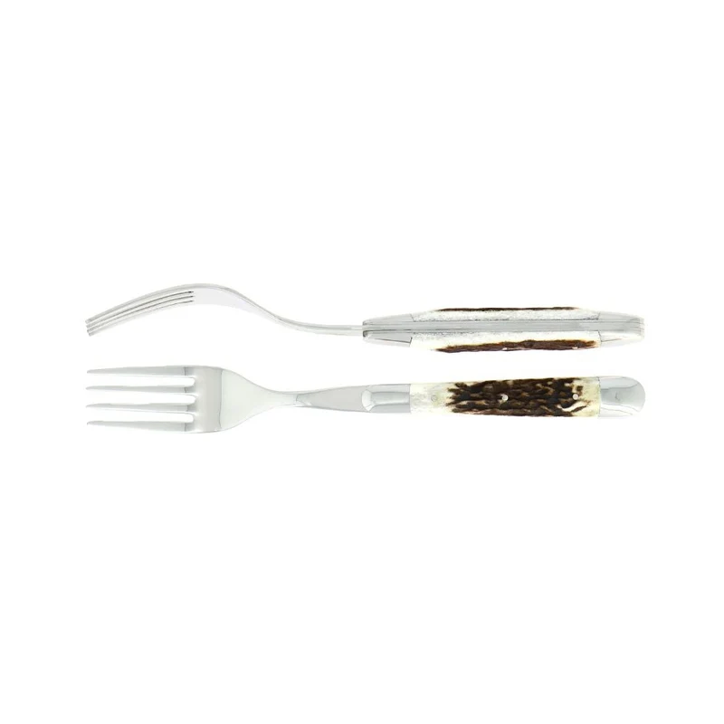 Forge de Laguiole Tradition table forks set with deer antler handle
