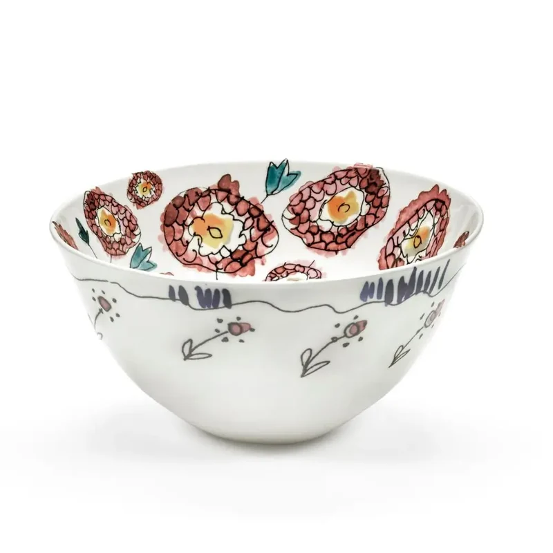 Marni by Serax Midnight Flowers serving bowl anemone milk