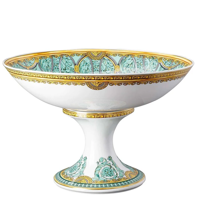 Versace meets Rosenthal La scala del Palazzo Bowl on foot diam. 35 cm. green
