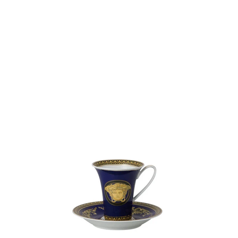 Versace meets Rosenthal Medusa Blue High coffee cup and saucer