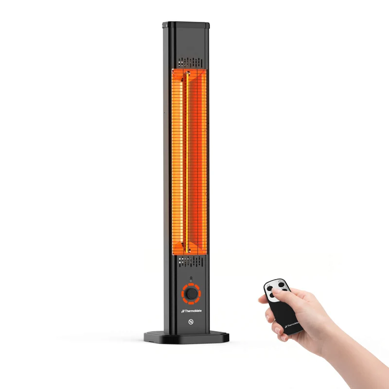 2000W Infrarot-Heizstrahler mit Standfuß & Wandhalterung, Carbon, Fernbedienung, IP65